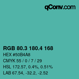 カラーコード: RGB 80.3 180.4 168 | qconv.com