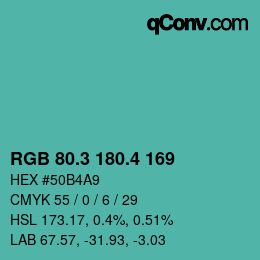 カラーコード: RGB 80.3 180.4 169 | qconv.com
