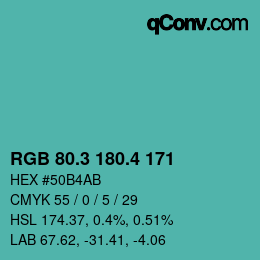 カラーコード: RGB 80.3 180.4 171 | qconv.com