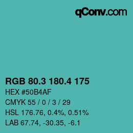 カラーコード: RGB 80.3 180.4 175 | qconv.com