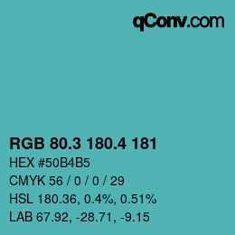 カラーコード: RGB 80.3 180.4 181 | qconv.com