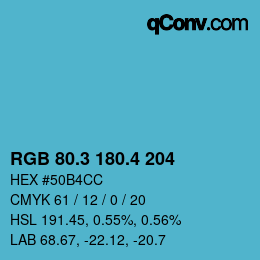 カラーコード: RGB 80.3 180.4 204 | qconv.com