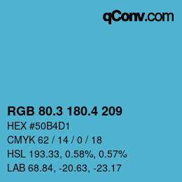 カラーコード: RGB 80.3 180.4 209 | qconv.com