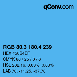 カラーコード: RGB 80.3 180.4 239 | qconv.com