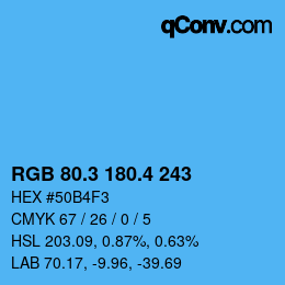 カラーコード: RGB 80.3 180.4 243 | qconv.com