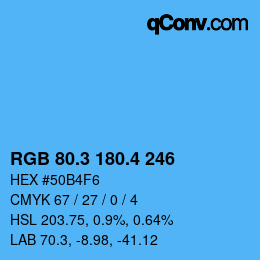 カラーコード: RGB 80.3 180.4 246 | qconv.com