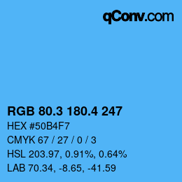 カラーコード: RGB 80.3 180.4 247 | qconv.com
