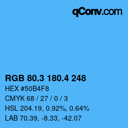 カラーコード: RGB 80.3 180.4 248 | qconv.com