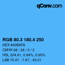カラーコード: RGB 80.3 180.4 250 | qconv.com