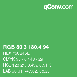 カラーコード: RGB 80.3 180.4 94 | qconv.com