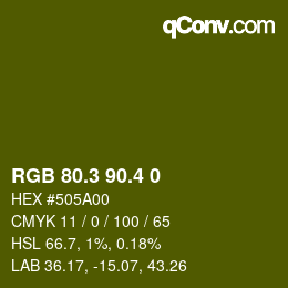 カラーコード: RGB 80.3 90.4 0 | qconv.com