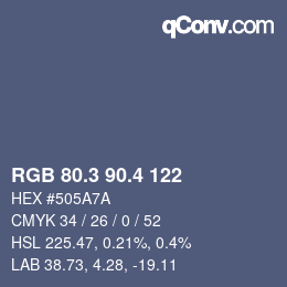 カラーコード: RGB 80.3 90.4 122 | qconv.com