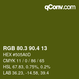 カラーコード: RGB 80.3 90.4 13 | qconv.com