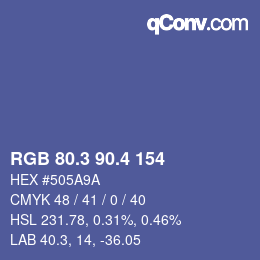 カラーコード: RGB 80.3 90.4 154 | qconv.com