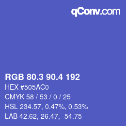 カラーコード: RGB 80.3 90.4 192 | qconv.com