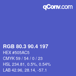 カラーコード: RGB 80.3 90.4 197 | qconv.com