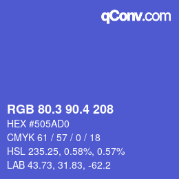 カラーコード: RGB 80.3 90.4 208 | qconv.com
