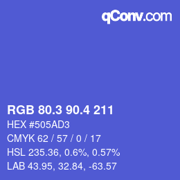 カラーコード: RGB 80.3 90.4 211 | qconv.com