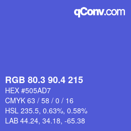 カラーコード: RGB 80.3 90.4 215 | qconv.com