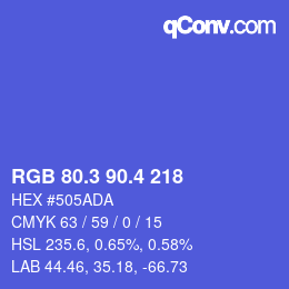カラーコード: RGB 80.3 90.4 218 | qconv.com