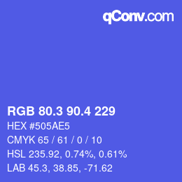 カラーコード: RGB 80.3 90.4 229 | qconv.com