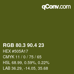 カラーコード: RGB 80.3 90.4 23 | qconv.com