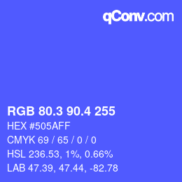 カラーコード: RGB 80.3 90.4 255 | qconv.com