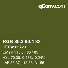 カラーコード: RGB 80.3 90.4 32 | qconv.com