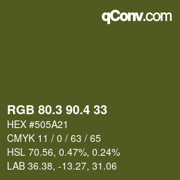 カラーコード: RGB 80.3 90.4 33 | qconv.com