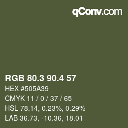 カラーコード: RGB 80.3 90.4 57 | qconv.com