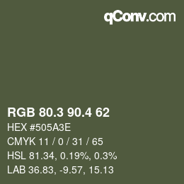 カラーコード: RGB 80.3 90.4 62 | qconv.com