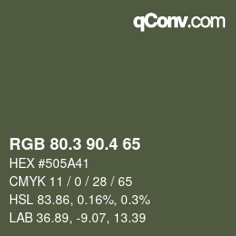 カラーコード: RGB 80.3 90.4 65 | qconv.com