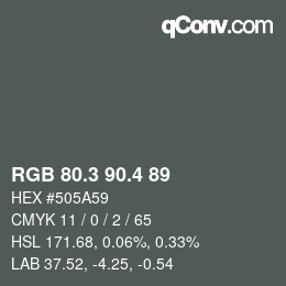 カラーコード: RGB 80.3 90.4 89 | qconv.com