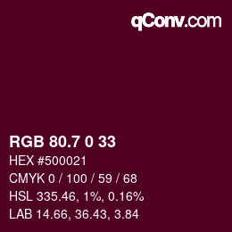 カラーコード: RGB 80.7 0 33 | qconv.com