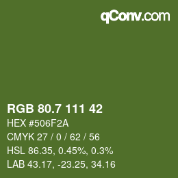 カラーコード: RGB 80.7 111 42 | qconv.com