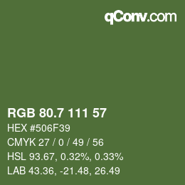 カラーコード: RGB 80.7 111 57 | qconv.com