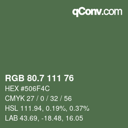 カラーコード: RGB 80.7 111 76 | qconv.com