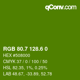 カラーコード: RGB 80.7 128.6 0 | qconv.com
