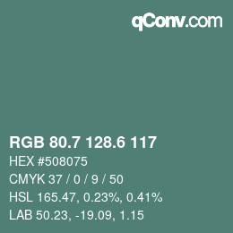 カラーコード: RGB 80.7 128.6 117 | qconv.com