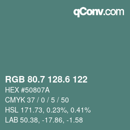 カラーコード: RGB 80.7 128.6 122 | qconv.com