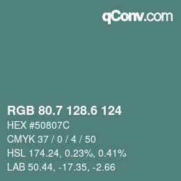 カラーコード: RGB 80.7 128.6 124 | qconv.com