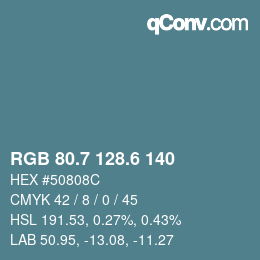 カラーコード: RGB 80.7 128.6 140 | qconv.com