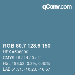 カラーコード: RGB 80.7 128.6 150 | qconv.com