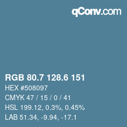 カラーコード: RGB 80.7 128.6 151 | qconv.com