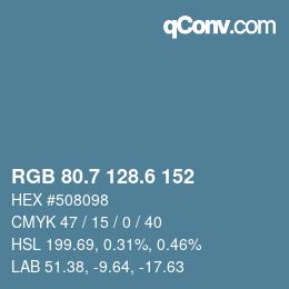 カラーコード: RGB 80.7 128.6 152 | qconv.com