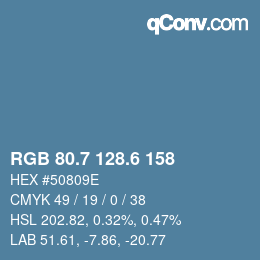 カラーコード: RGB 80.7 128.6 158 | qconv.com