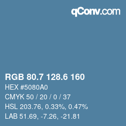 カラーコード: RGB 80.7 128.6 160 | qconv.com