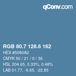 カラーコード: RGB 80.7 128.6 162 | qconv.com