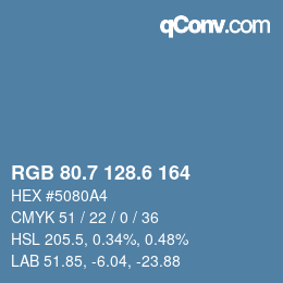カラーコード: RGB 80.7 128.6 164 | qconv.com