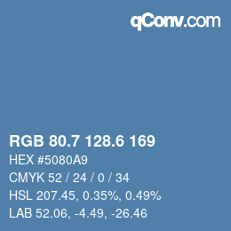 カラーコード: RGB 80.7 128.6 169 | qconv.com